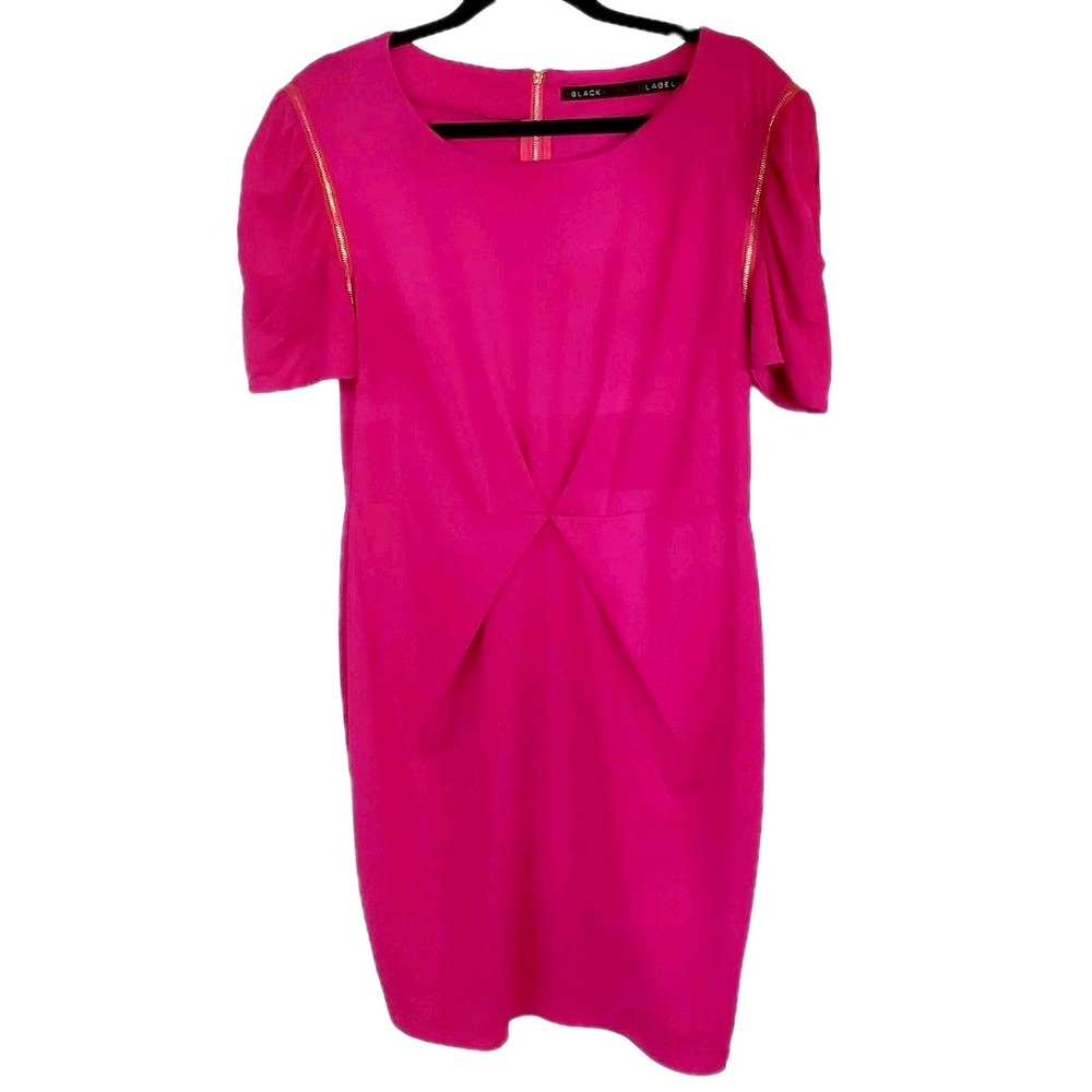 Black Russian hot pink dress size Medium removable sleeves Knee Length‎
